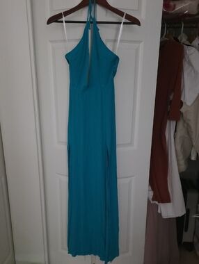superdown Teal Halter Maxi Dress